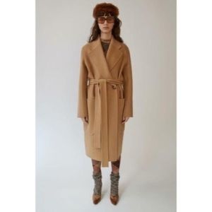 Acne studios carice double face belted wool cashmere coat